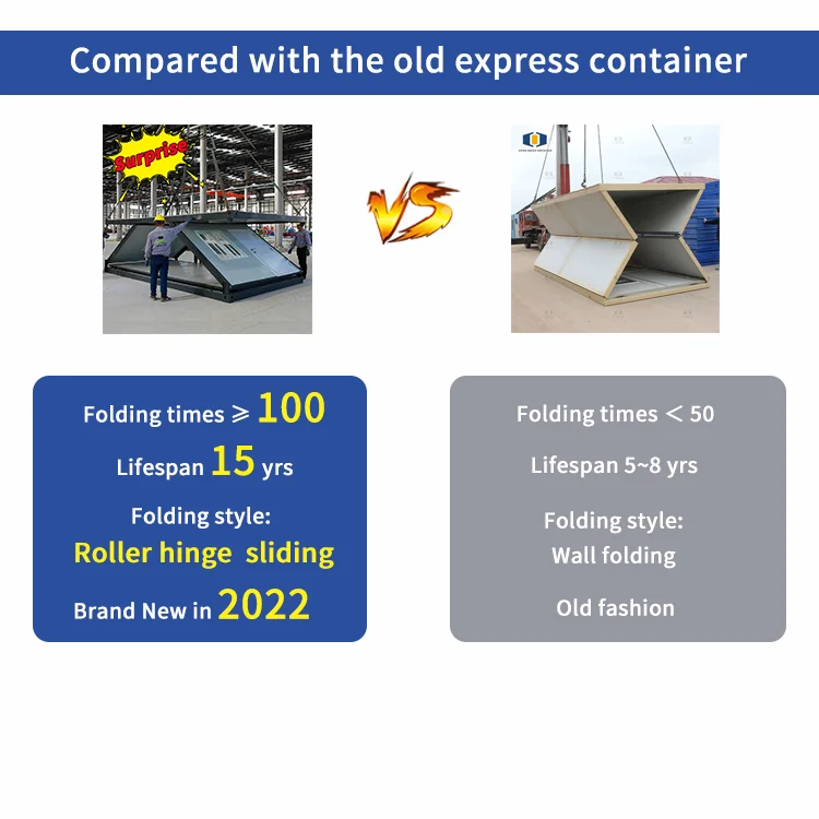 CGCH Cheap 20ft 40ft  Prefab Folding Container Homes Folding Prefabricated House Office Folding Flat Pack Container House