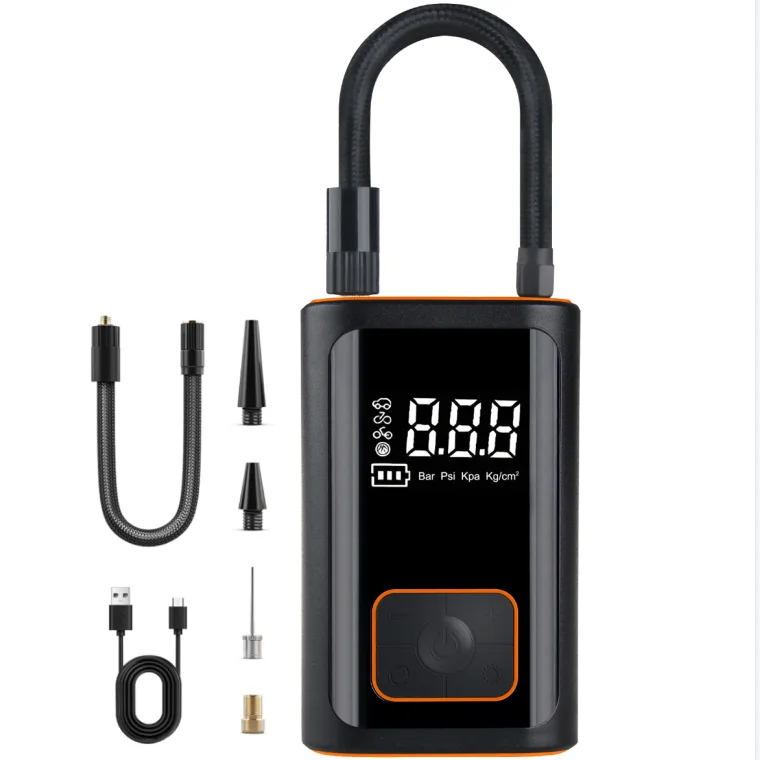 New Design Mini Air Compressor Emergency Light Electric Silent Digital Cordless Tire Inflators Car Pump