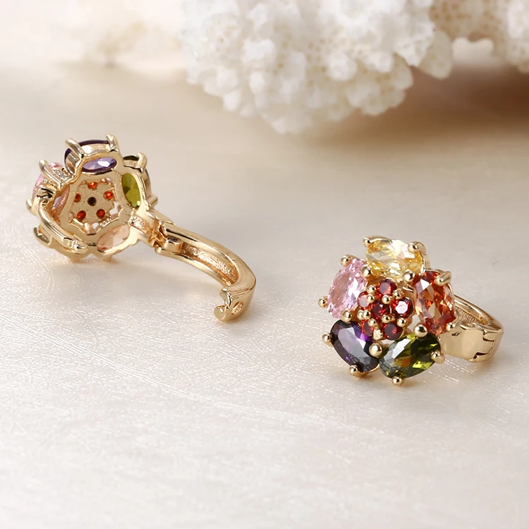 2018 Cheap Wholesale Ruby Earrings Colorful Zircon Fashion Jewelry Huggie Cartilage Earrings for Woman