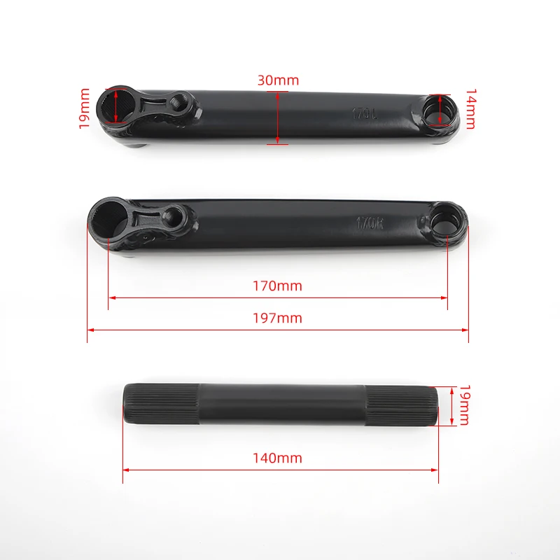 POLSO Bicycle Parts 20 Inch Bmx Bicycle Crank 170 Mm Chromy Steel Crank Bicycle Bmx Crankset