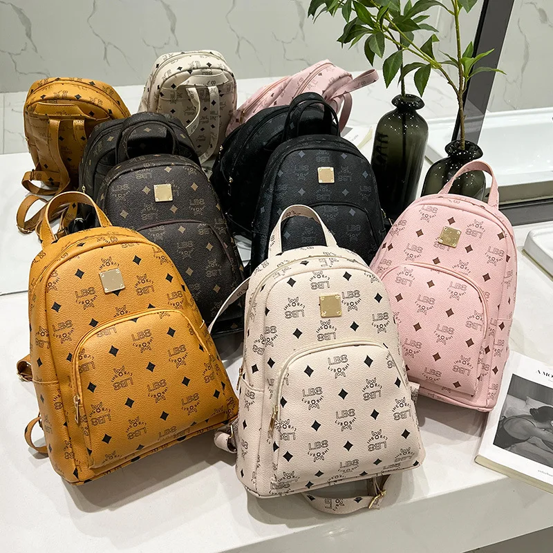 Women PU leather simple mini backpack for female designer backpacks famous brands with floral print