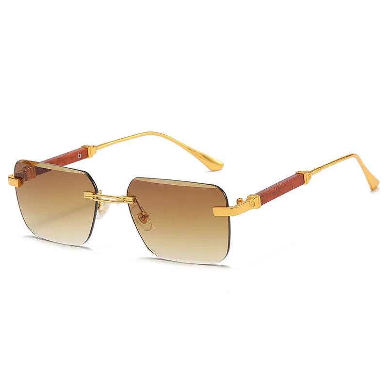 Fashion classic luxury metal frames high quality retro rimless sunglasses men women 2023 ins square eyeglasses custom