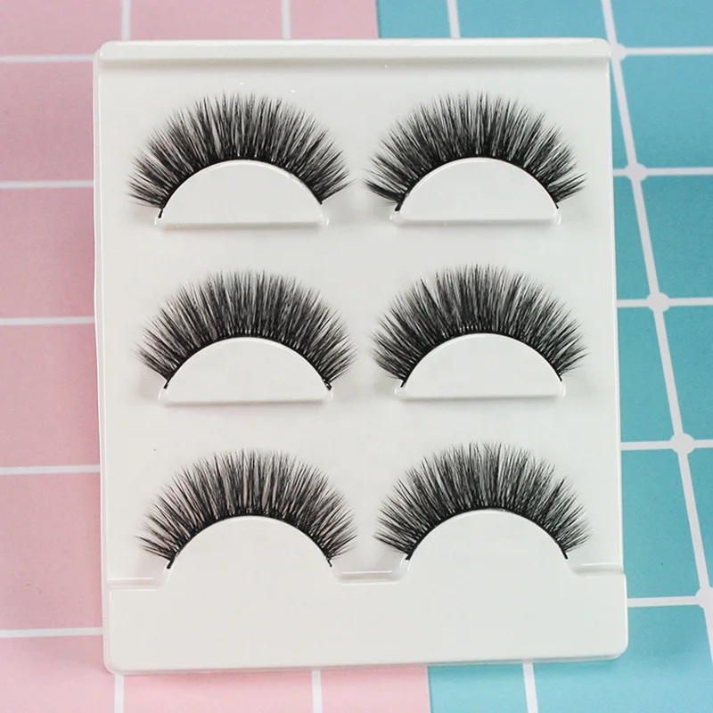 3 Pairs Multi Pack False Eyelashes Manufacturer Natural Waterproof Korean Silk 3D Lash Strips For Private Label