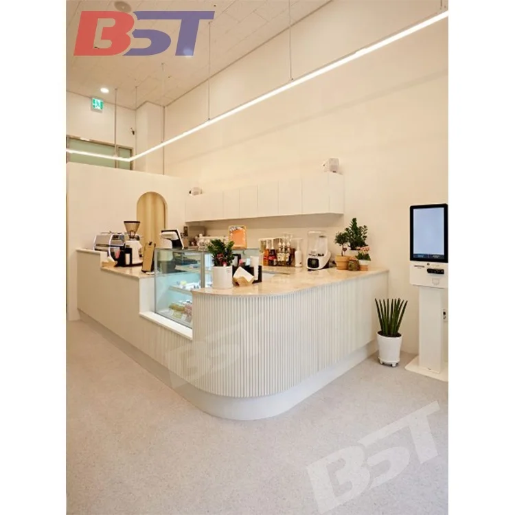 Fashion modern cafe shop restaurant display furniture Interior Decoration design coffee milk tea bar counter