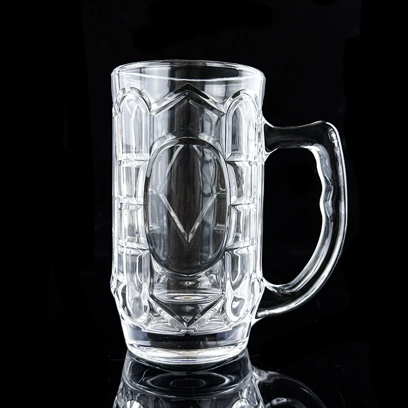 Factory Wholesale Clear Large Beer Glass Cup Custom Logo Lead-free Beer Mug Glass with Handle