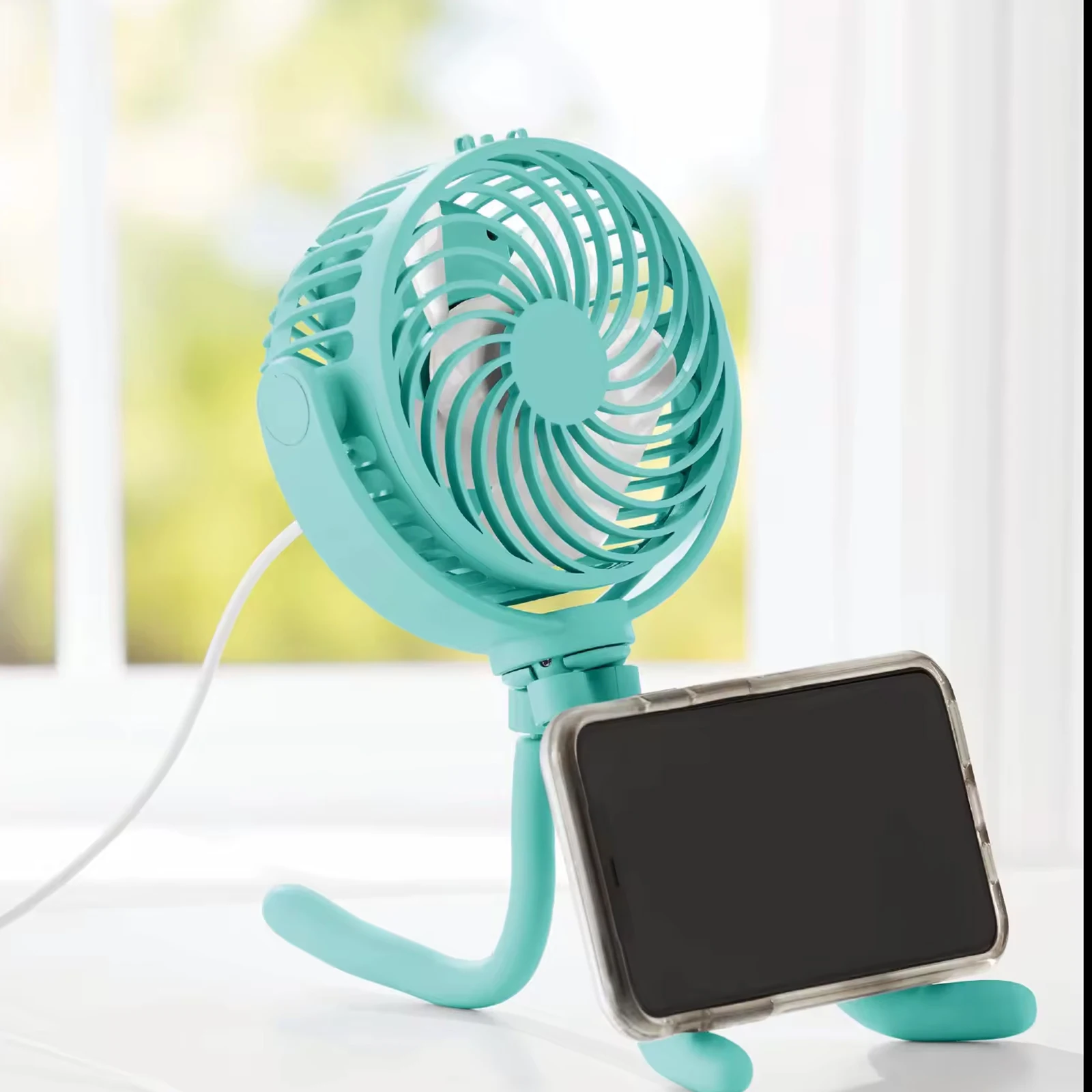 Multi-function USB Bracket Handheld Fan Portable Baby Flexible Tripod Fix Mini Octopus Fan On Stroller Student Bed Bike