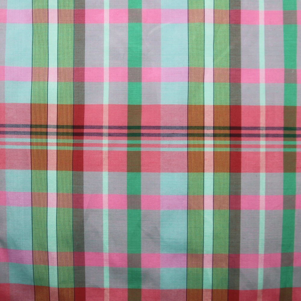 Breathable Silk Cotton Organza Fabric Yarn Dyed Plaid Fabric for Skirt Dress