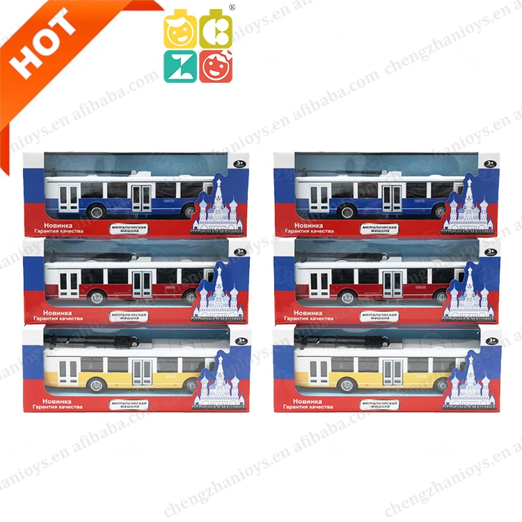 CZ Customized 1:24 Alloy Pull Back Bus Diecast Car Music Light Vehicle Long Bus Model Diecast Car Musical Alloy Toy Bus For Kids