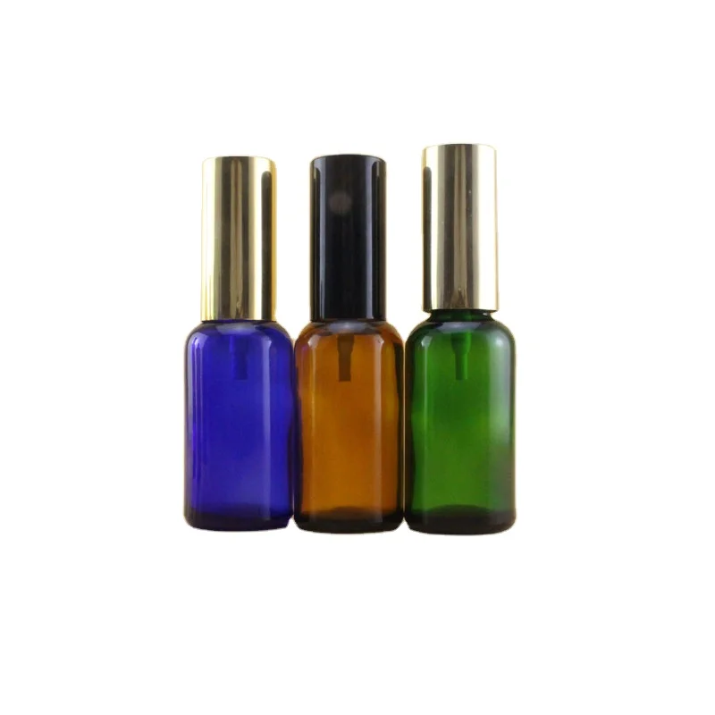 
Cosmetic round colorful 30ml 50ml 100ml refillable glass perfume spray bottle with aluminum spray pump cap 