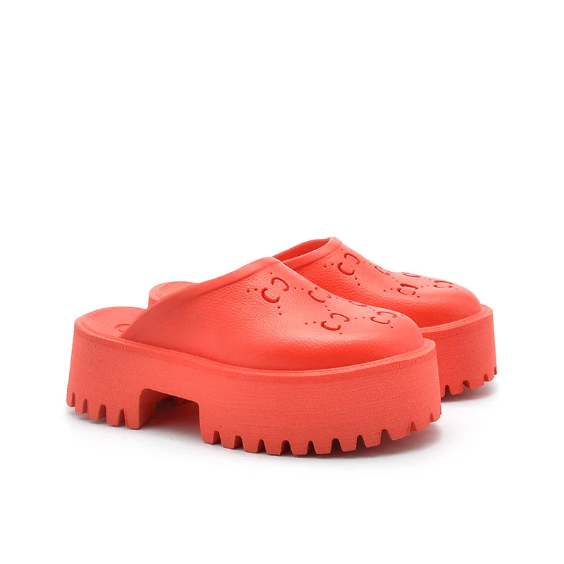 QY4127 2024 Candy color designer shoes Sandals for women Slide Thick soles 5CM large size 35-44 Beach lady half slippers