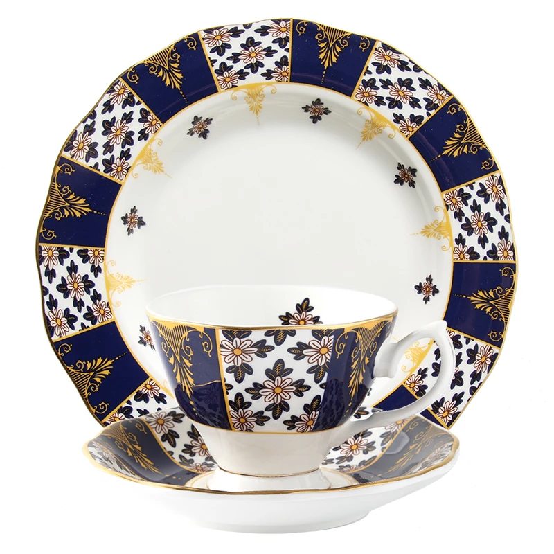 Bone china British afternoon tea European ceramic tea set coffee cup plate dessert plate three piece set