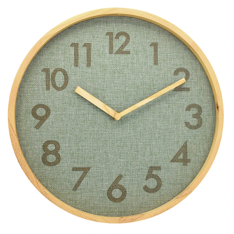 14 inch wall watch creative design burlap wood frame wall clock