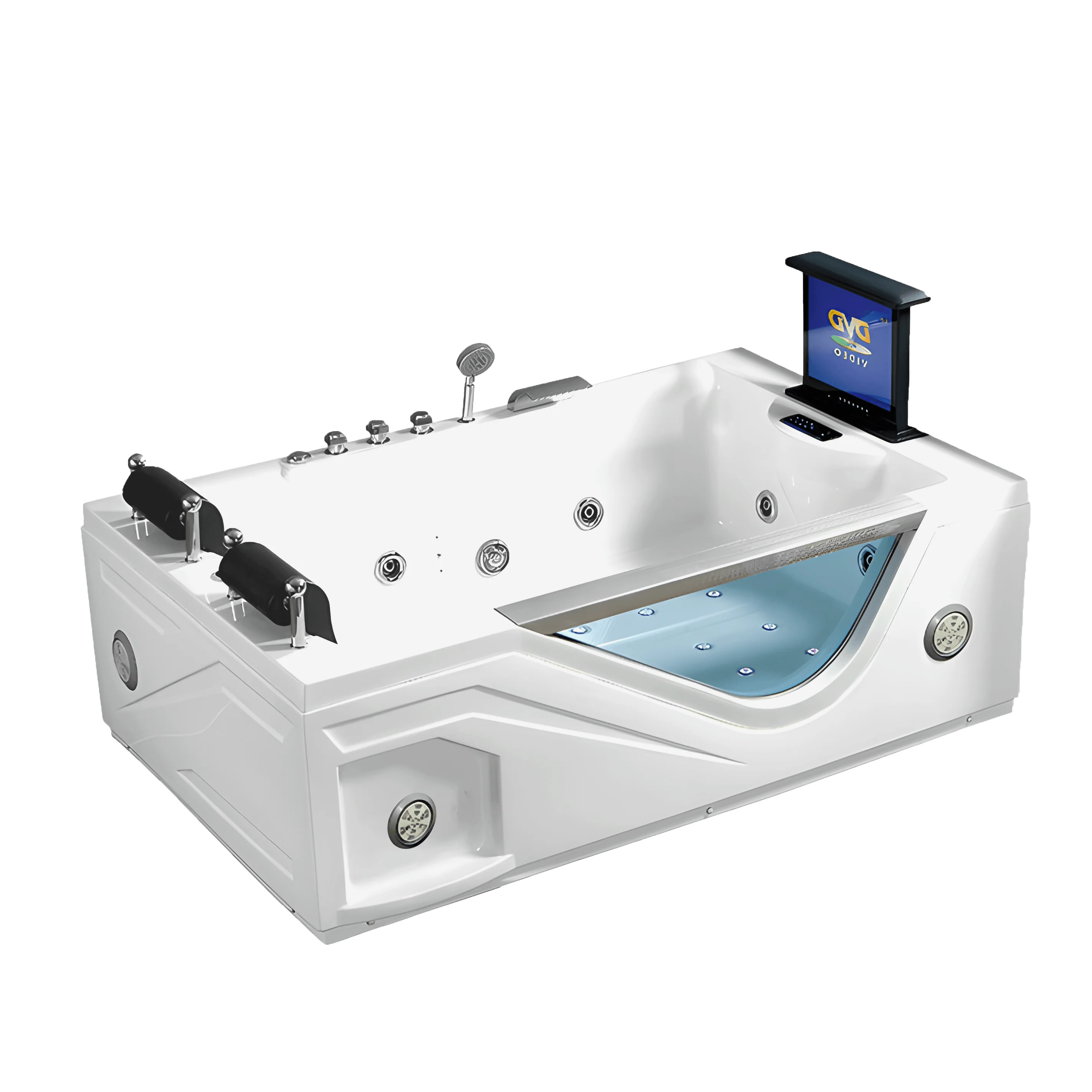 CLASIKAL Luxury independent twin jet bathtub made of acrylic material, multifunctional massage couple bathtub with TV