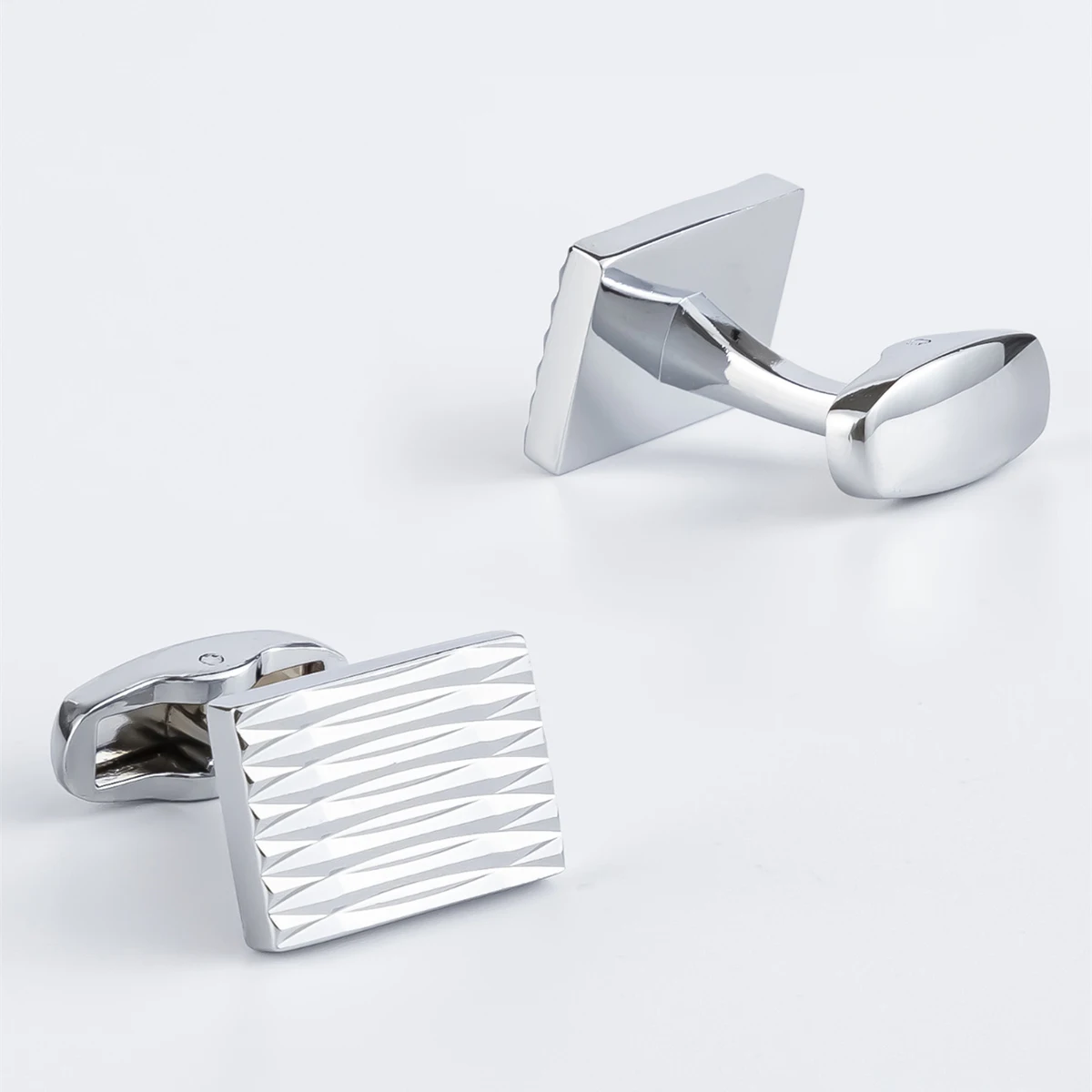 Fashion business classic party Brass Square ripple sliver men cufflinks jewelry