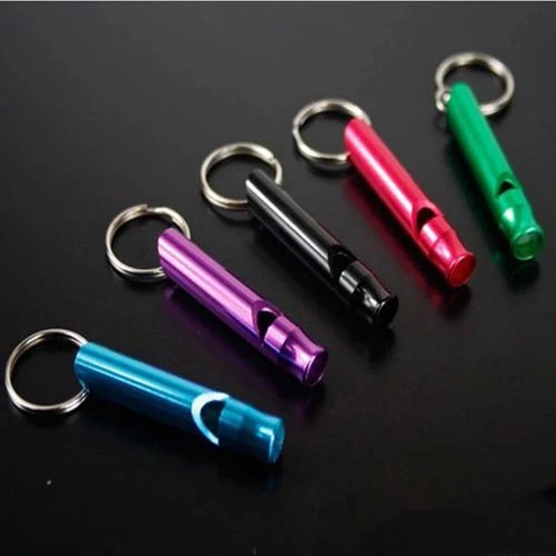 Camping Hiking Survival Whistle Small Size Aluminum Emergency Whistle Outdoor Loud Portable Keychain Necklace
