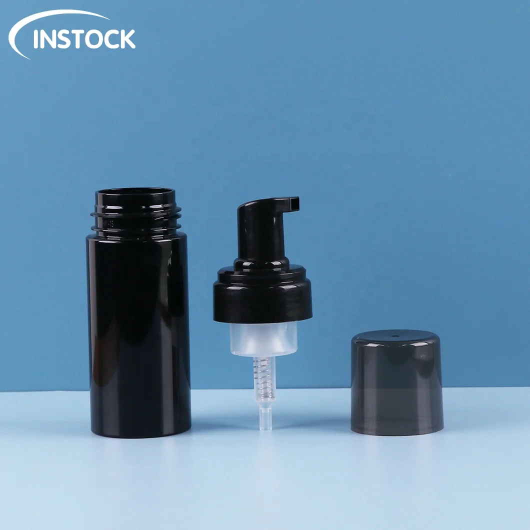 Instock Empty Plastic Foam Cosmetic Packaging 100/120/150/200ml black foaming bottle PET facial cleanser foam mousse pump bottle