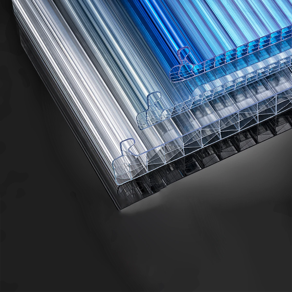 Plastic PC U lock  7-wall R-structure 20mm\22mm\25mm\30mm Polycarbonate hollow u -lock sheets