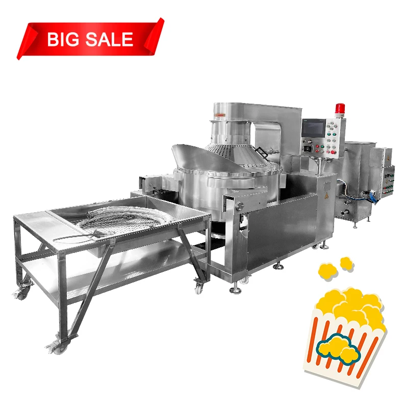 Automatic industrial caramel popcorn making machine big capacity commercial mushroom popcorn production line