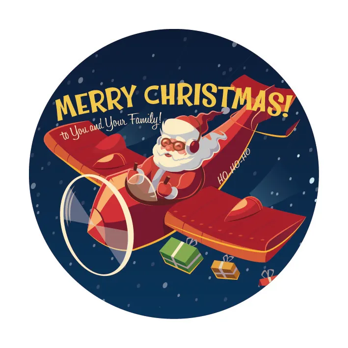 Happy Christmas Customized Festival Label Stickers Round Waterproof Labels Custom Logo Labels Coated Paper