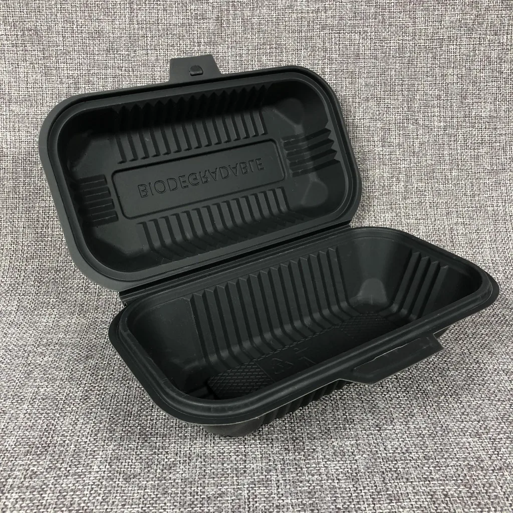 C14 15%off 100% Biodegradable Rectangular Corn Starch Food Container with Lid Disposable Cornstarch Hot Dog Box