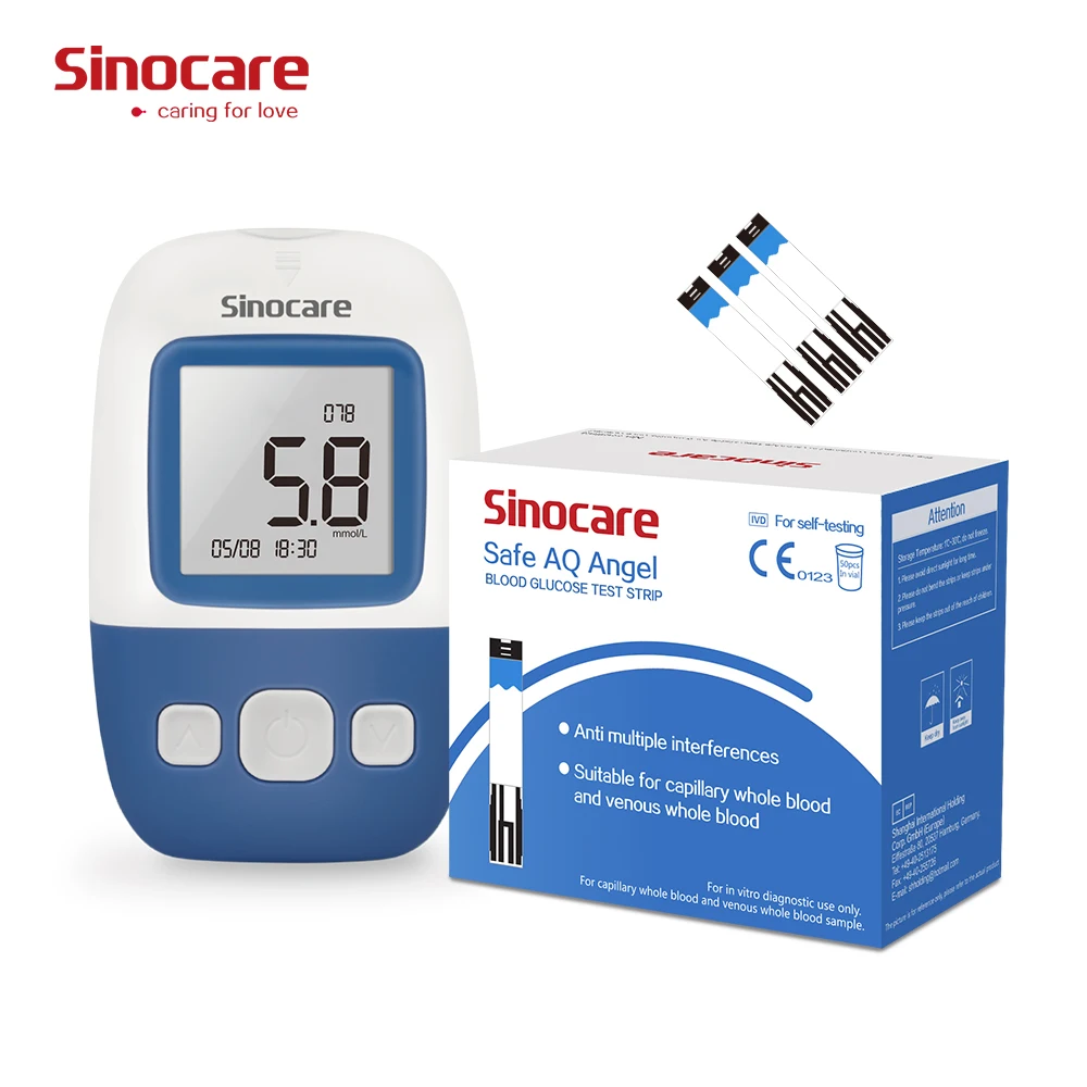 Sinocare Blood Glucose Meter Glucometer Blood Sugar Monitor Glucometer Machine 50 Pcs Diabetic Test Strips