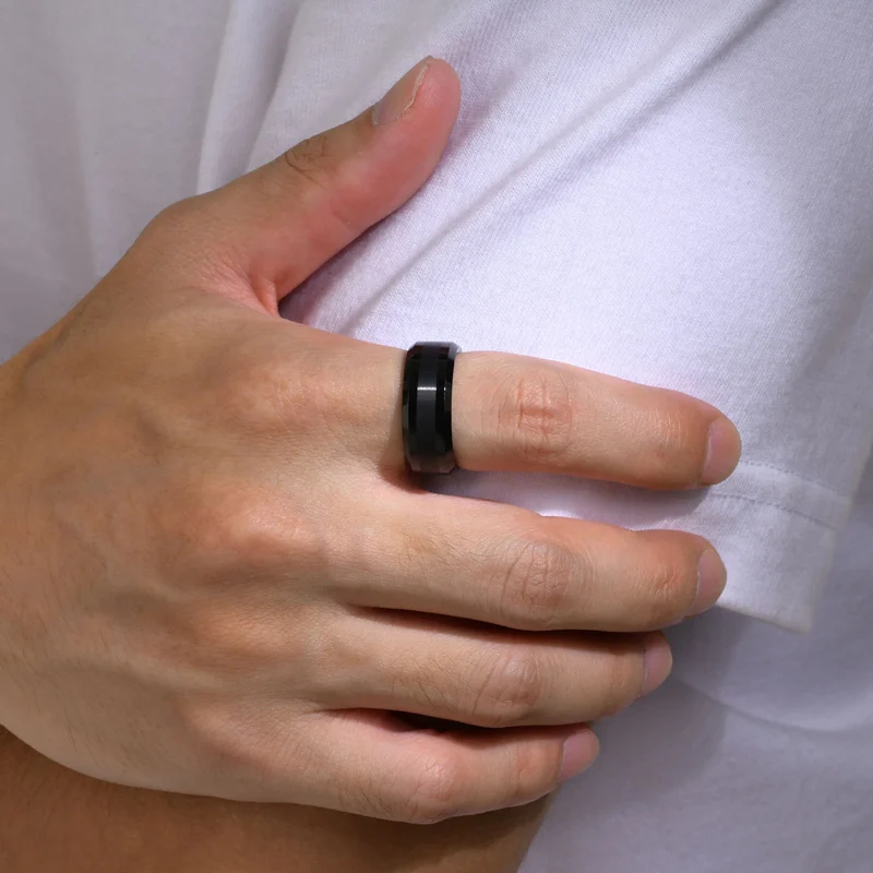 Plated Men Jewelry Personalized Ring Tungsten Carbide Rings Gift Gold Matt Metal Vintage Classic Style 8MM Engagement Ring 12pcs