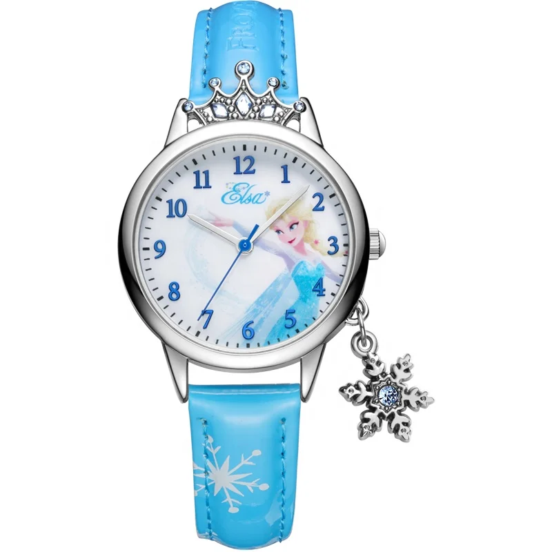 Official Disney license Frozen Princess Elsa Cute Cartoon Children Students Wrist Watch for Girl Gifts