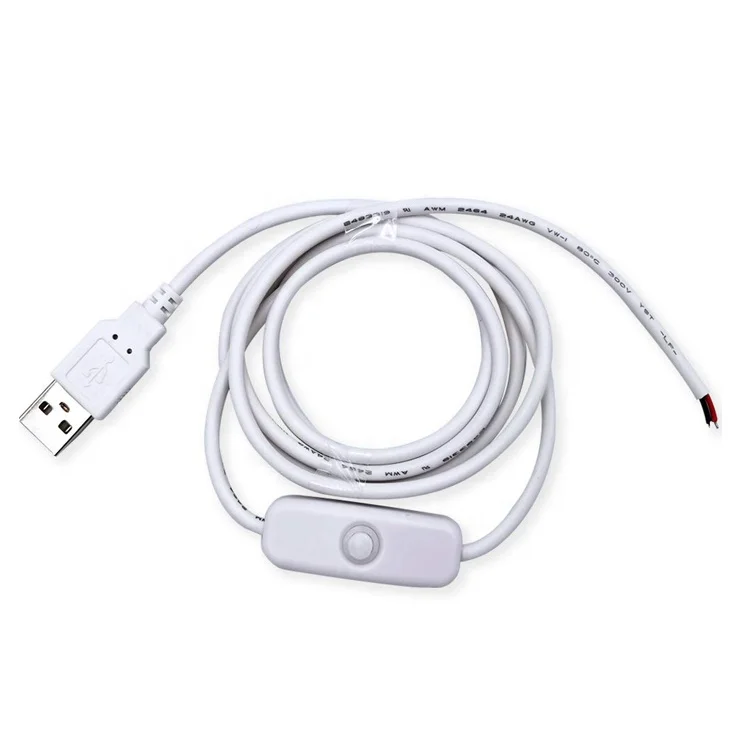 2 Pin питания на выключенном контроллере зарядки Открытый провод USB кабель с переключателем для светодиодной осветительной полосы