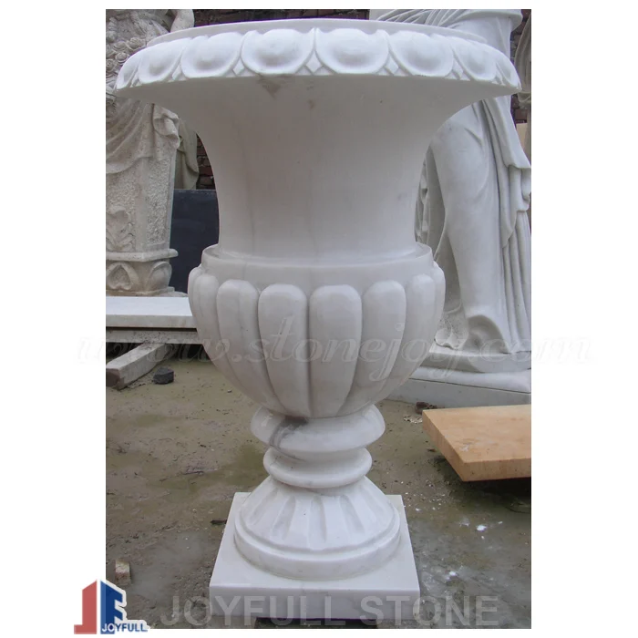 
White Marble Carved Modern Planter pots for outdoor 