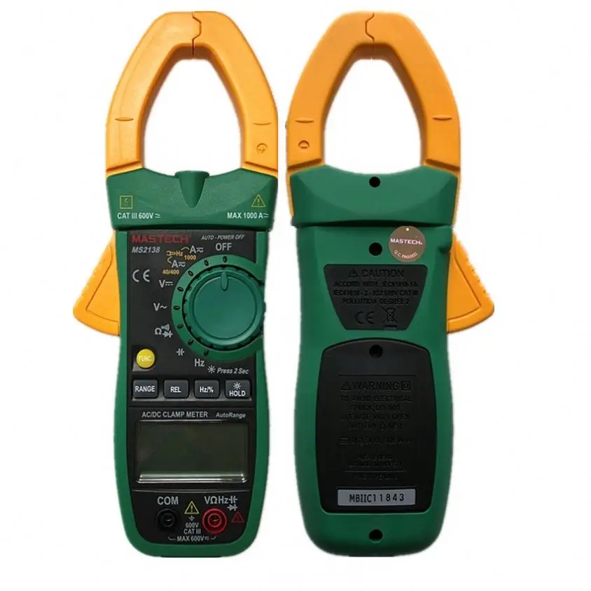MASTECH MS2138 цифровой 1000A AC DC клещи мультиметр переменного электрического тока 4000 отсчетов тестер напряжения с высокой производительностью