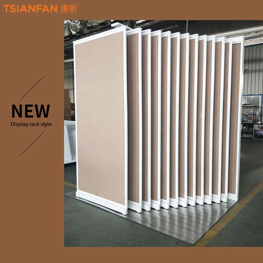Rail-Mounted Ceramic Marble Stone Plate Showroom Display Stands Push-Pull Panel Sample Granite Metal Sliding Tiles Display Rack