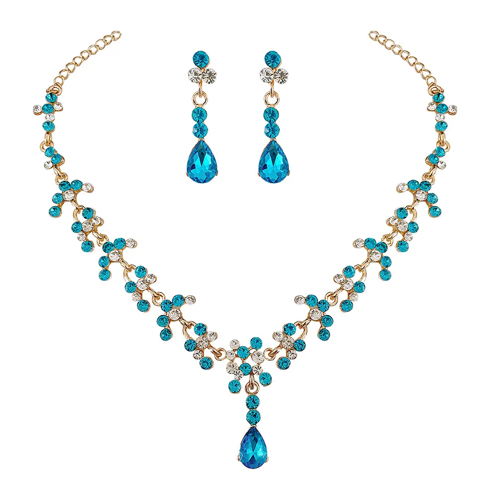 2022 New bride necklace earrings fashion jewelry sets wedding rhinestones fine jewelry sets women