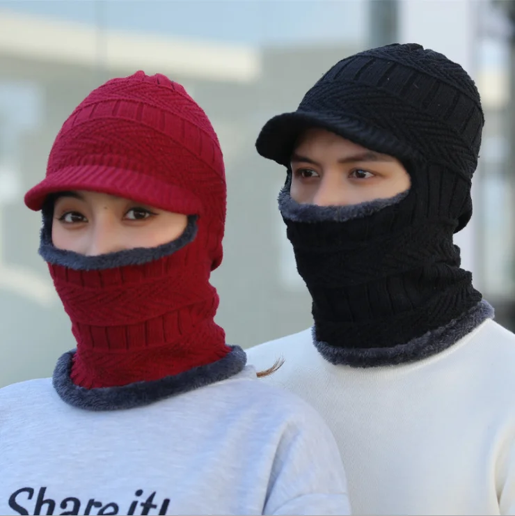Men and women Neck Warmer  Winter Knitted Hat Fleece Lined Ski Face Covering Windproof Face Scarf for Outdoor Sport