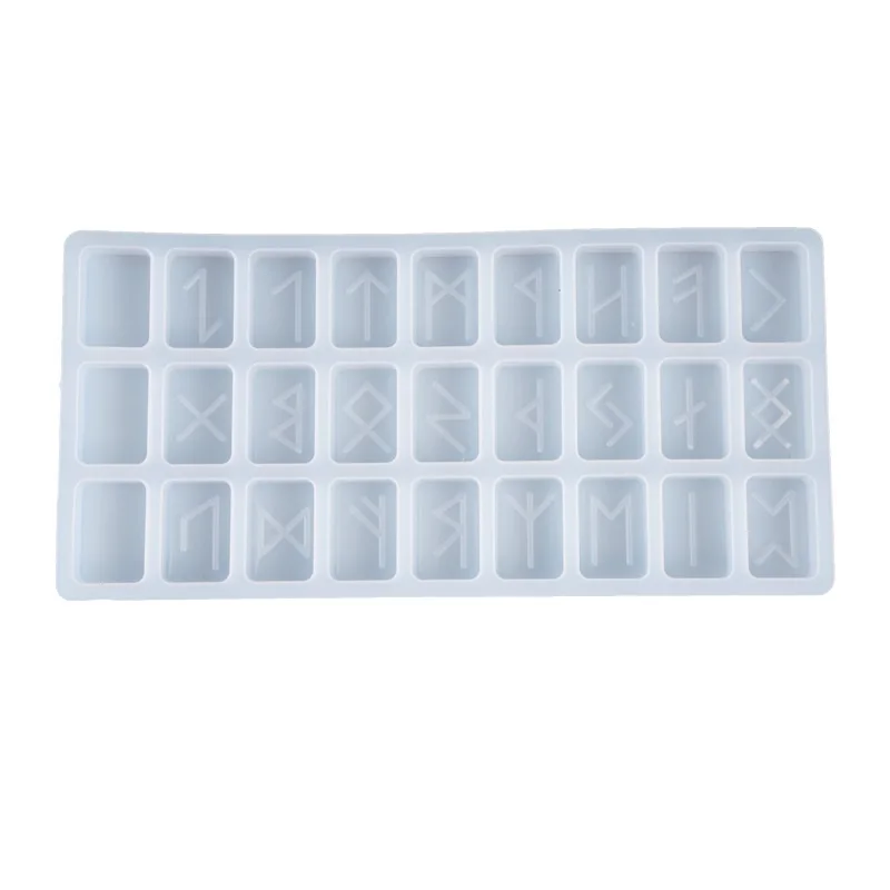 Rune  Silicone resin Epoxy Casting Alphabet Symbol Word Molds for Divination Dominoes Building Blocks Stacking Puzzle Soaps