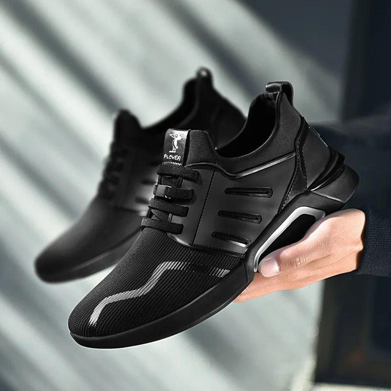 Wholesale low moq cheap sports shoes black running mens sneakers for men