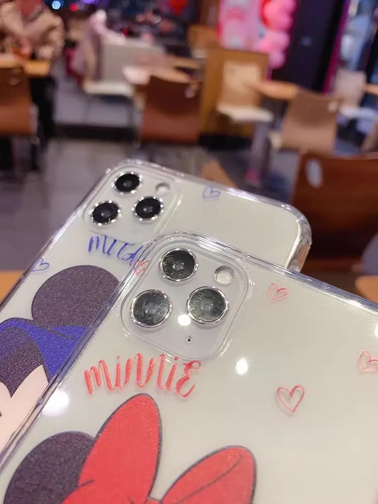 Cartoon Mouse Phone Case for iPhone 14 13 Pro 12 11 Pro Xs X XR Max 8 7 SE Clear TPU Cases Soft Black Cover