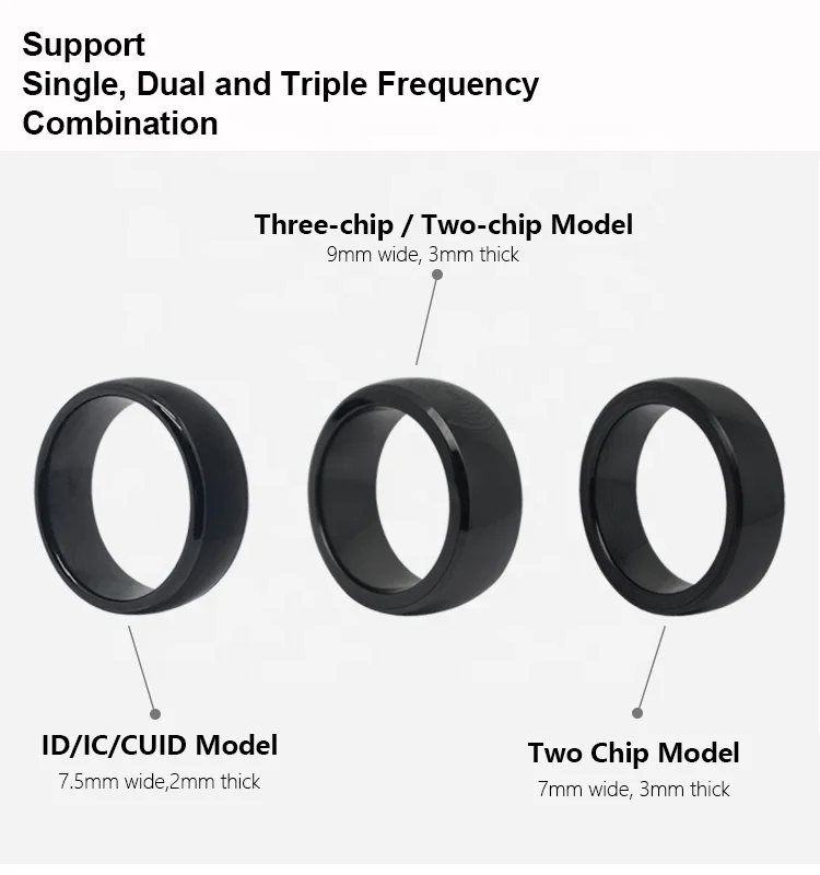 CMRFID 125khz T5577 13.56mhz rfid ring rewrite dual chip ceramic antenna magic nfc smart ring for contactless payment