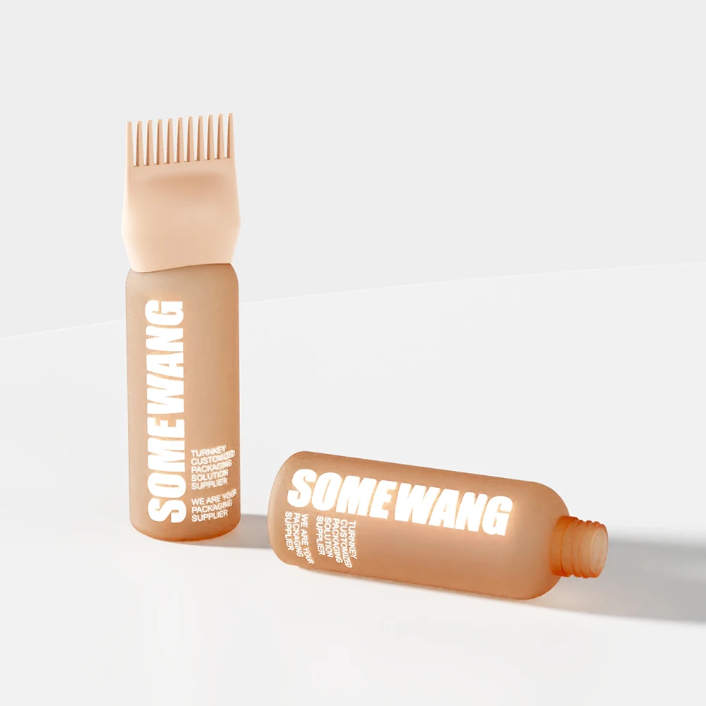 Wholesale 180ml PE Plastic Hair Oil Bottle with Comb Smooth Root for Cosmetics & Scalp Hair Skincare Use