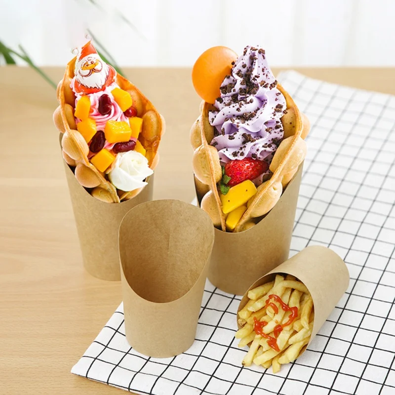 Eco-Friendly Paper Cup Freezer Container to Go Custom Printed Paper French Fries Cup