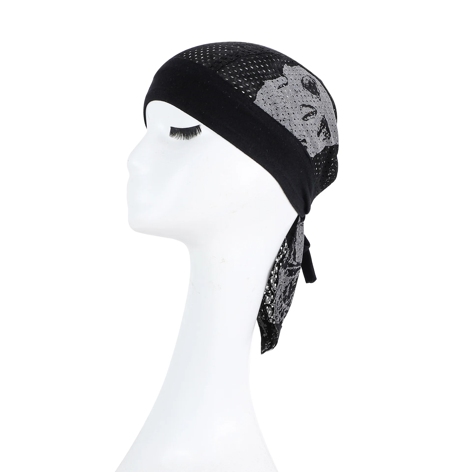 HZM-24269 High Quality Custom logo High Elastic Cycling Doo RAG Skull Bandana Head Wrap Breathable Helmet Liner