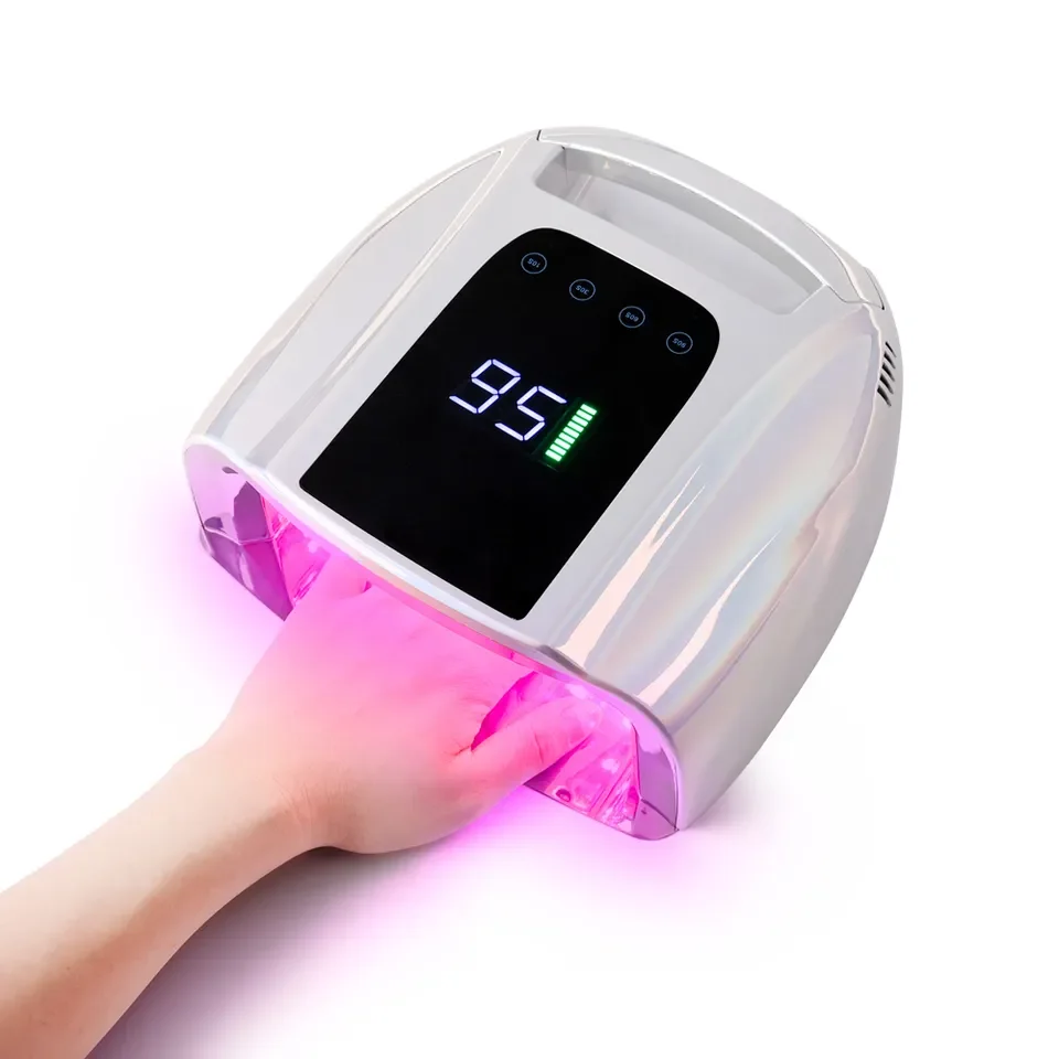 Professional Best Selling Pro Cure Red Light Rechargeable Cordless 96w Gel UV Led Nail Lamp With Removable Base Design