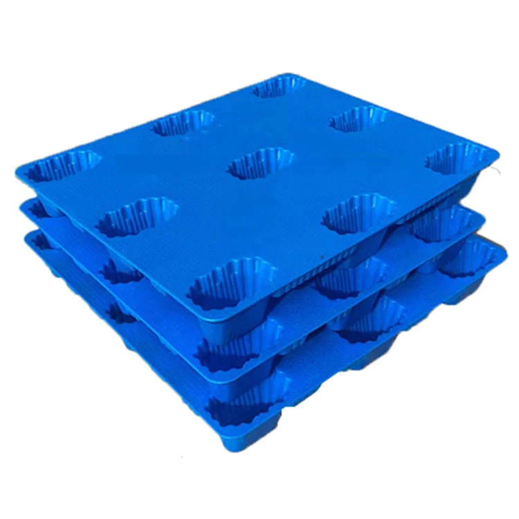1000x1000x150mm Heavy Duty Stackable Nestable 9 Feet Hdpe 4 Ways Forklift Access Plastic Pallet For Warehouse