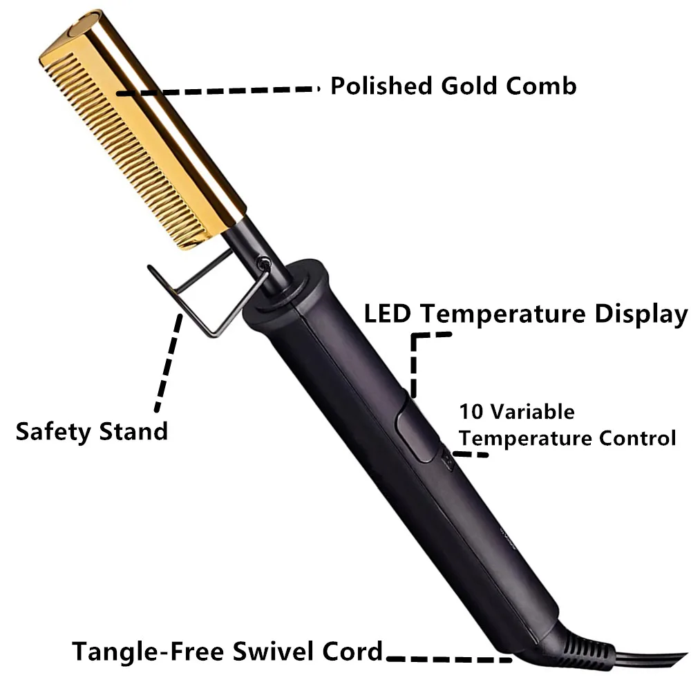 Wholesale Private Label Electric Ceramic Heat Pressing comb Hair Straightener Custom Logo 500 Degrees Hot Comb