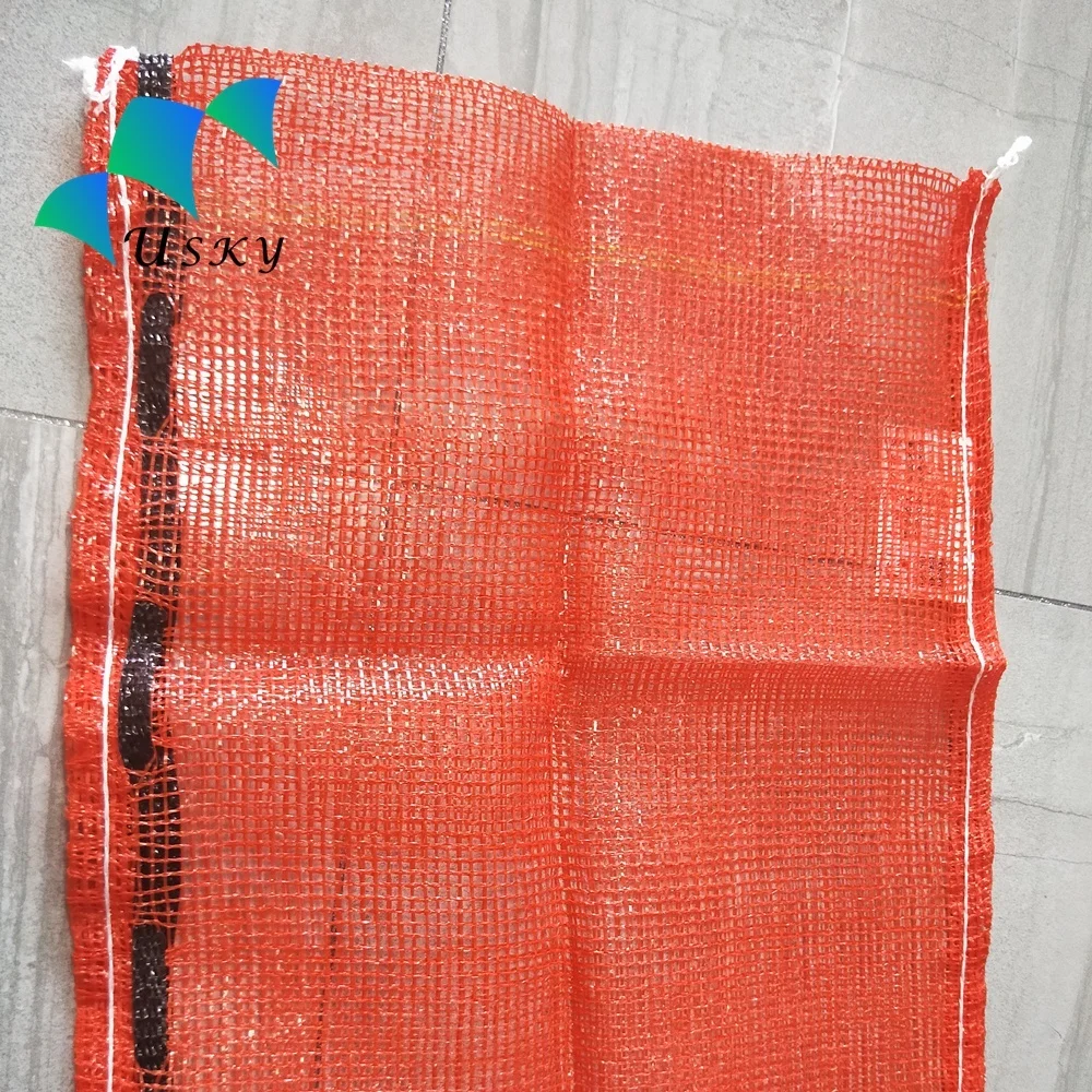 PE knitted Customized Potato Raschel Mesh Bags Onion Sacks Recycled Leno PP Firewood Mesh Bag for Oranges