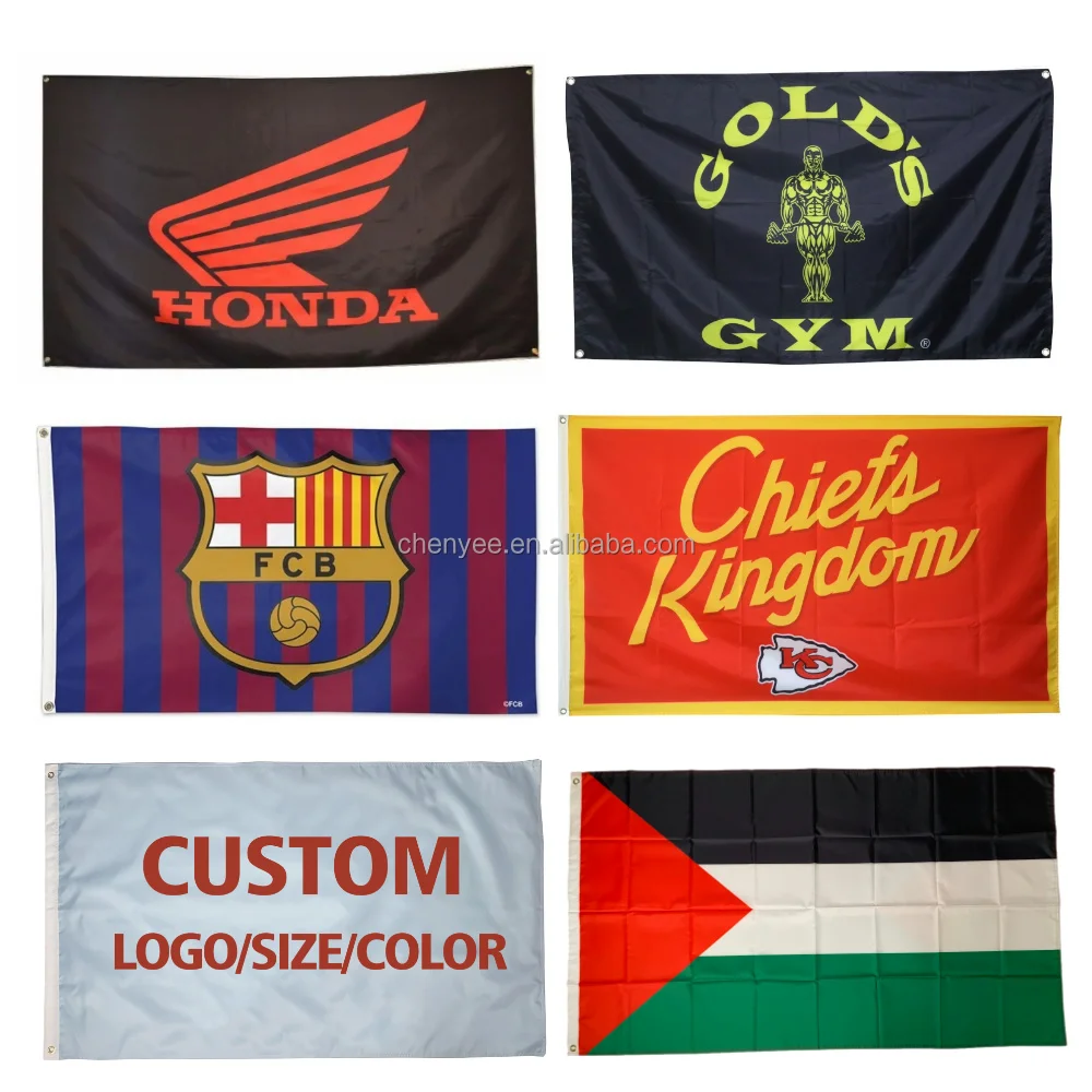 Professional Factory Wholesale Optional Size Digital Printing 3x5 ft Outdoor Advertising Flags Banner Custom Flag logo