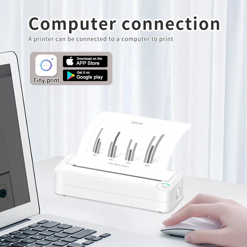 X8-ink-free portable A4 printer mini wireless mobile thermal printer temporary printer computer or mobile phone connection