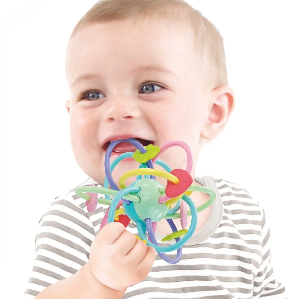 kids safety sensory teether rattle ball silicone baby teething toys