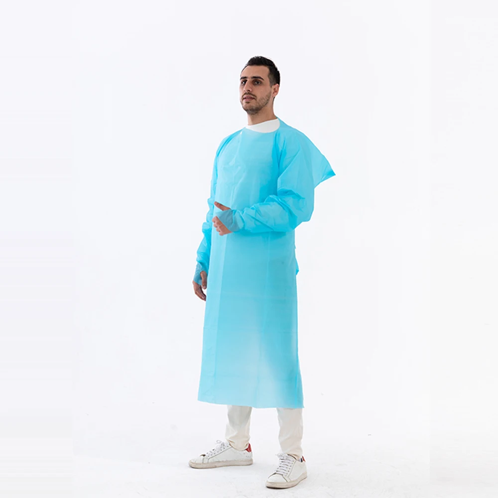 High Quality Cpe Gown Factory Price Cpe Isolation Gown Ce Medical Protective Clothing White  Blue  Green  Yellow Etc Class II