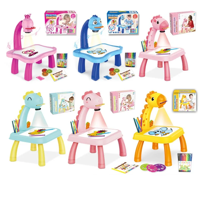 Hot New Animal projector  Projection Painting table with Music Educational Art Projector Toys Kids Led Drawing Toys