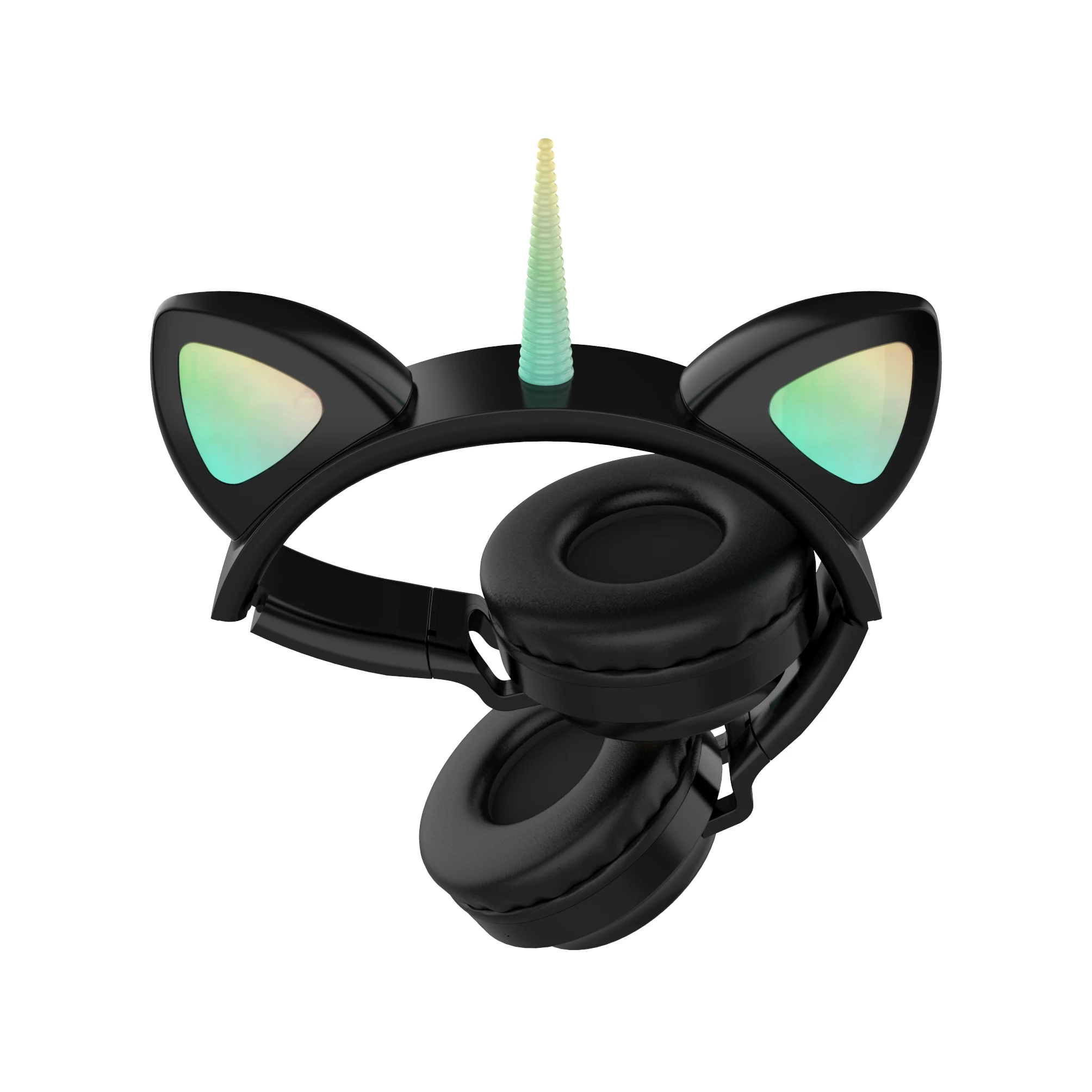 Christmas Unicorn Hot Ture Wireless Headset Cute Earphone for Girls Cat Ear Kids Headphones with Colorful Light TF Card Playback